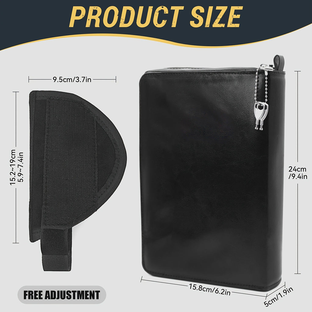 Lockable Soft Pistol Case Book-Style Handgun Storage Bag with Zipper - Discreet Portable Gun Case for 9mm & Most Handguns, Safe Transportation & Home Storage, Available in Black & Brown