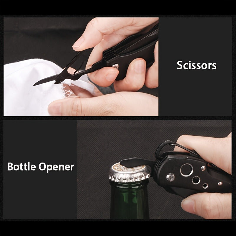 15-in-1 Multitool Pocket Knife – Folding Camping Survival Multi Tool with Screwdrivers & Saw