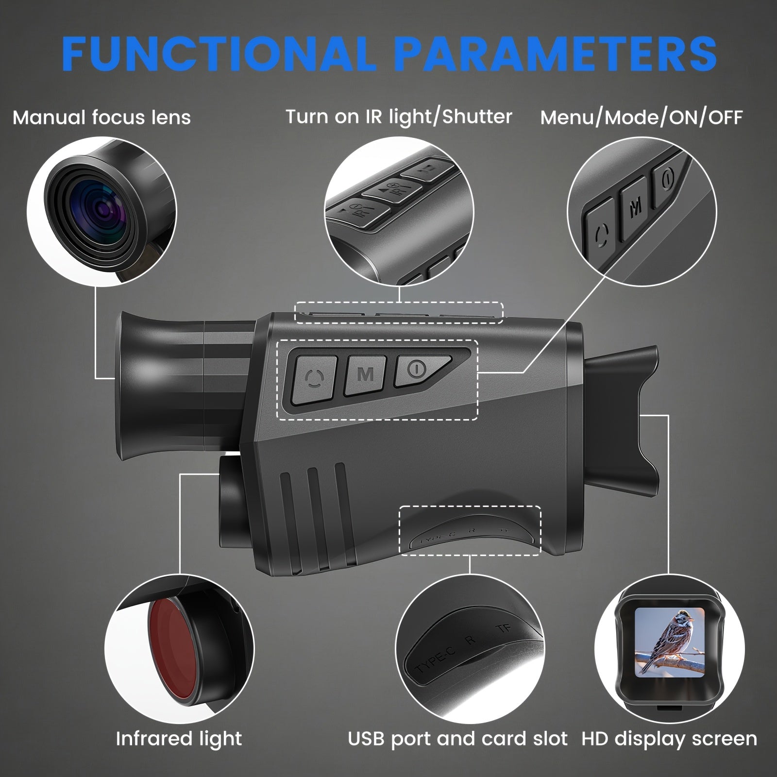 Night Vision Monocular 10x40 IR – 16x Digital Zoom, 32GB Card