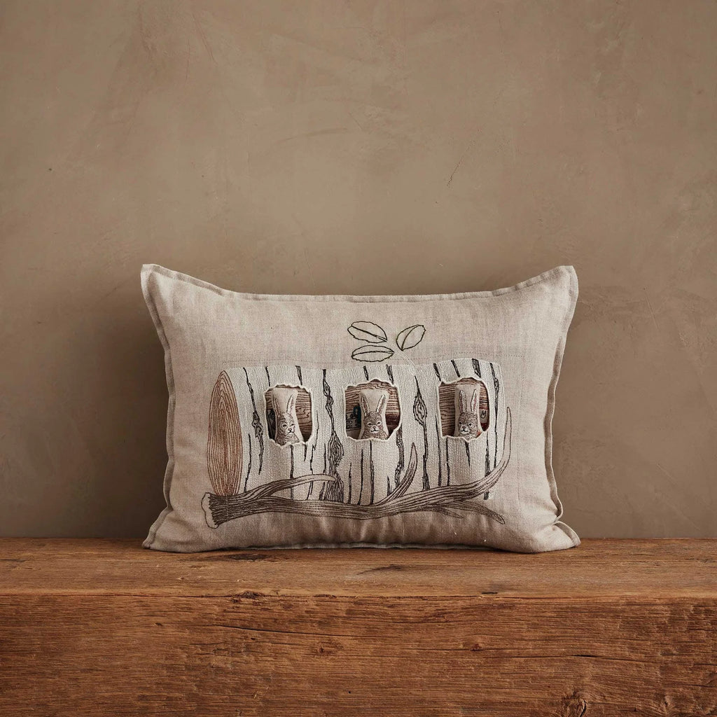 Coral & Tusk Aspen Log Bunnies Pocket Pillow