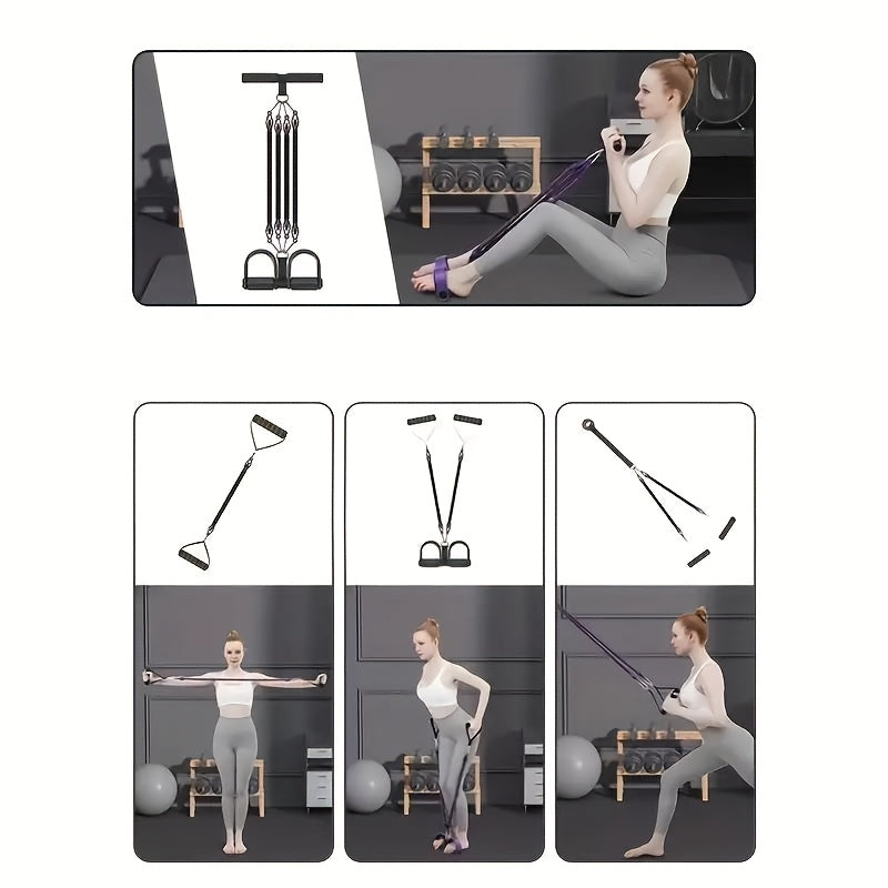Resistance Band Set 6-in-1 Multifunctional Pedal Puller with Adjustable Tensioner for Body Stretching, Strength Training, Gym Workout & Fitness Exercise – Multiple Resistance Levels
