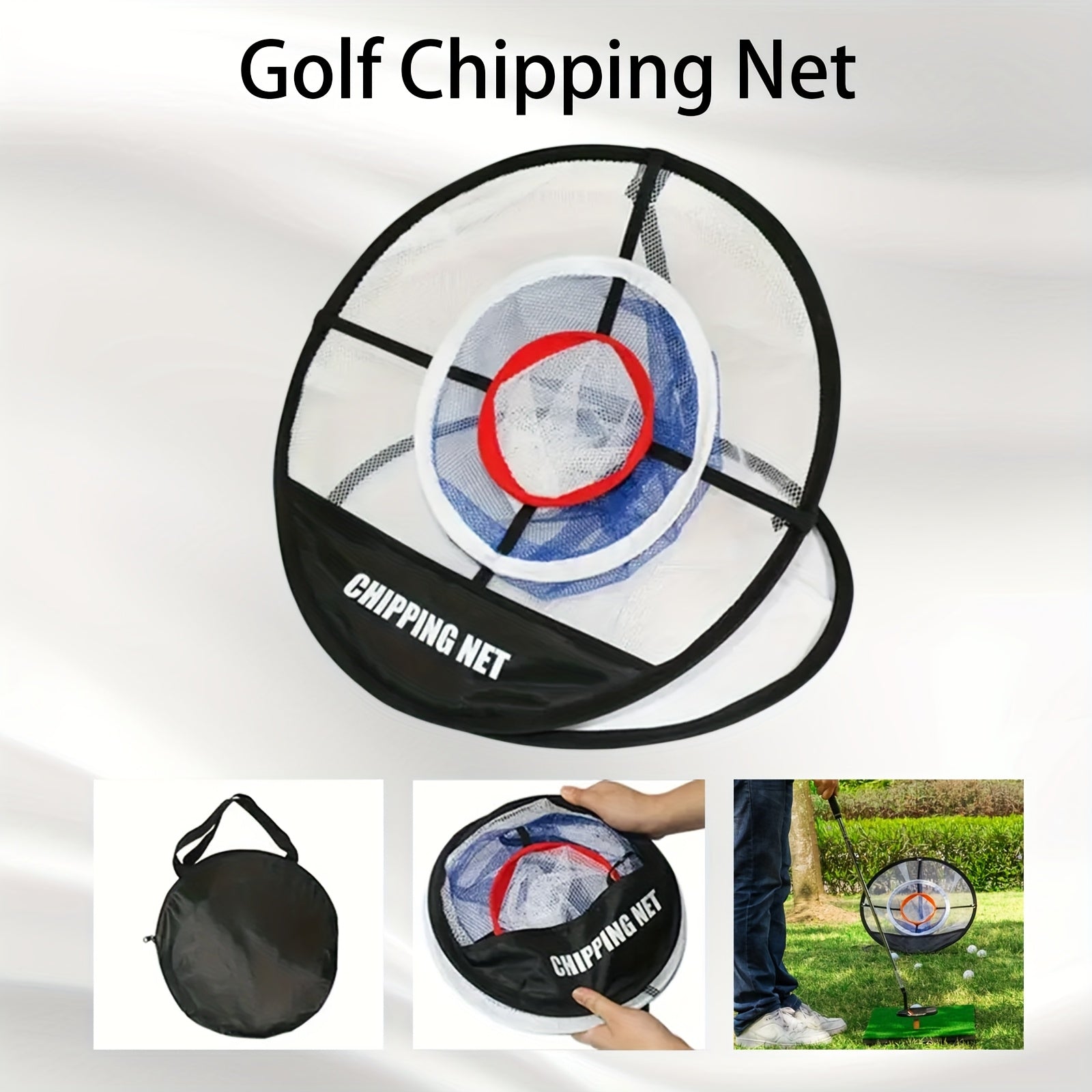 Portable Folding Golf Ball Pick Up Net – Golf Training Target Retrieval Net with Fixing Tool for Indoor & Outdoor Swing Practice, Durable Foldable Golf Chipping Net for Backyard & Driving Range