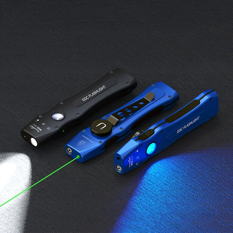 3-in-1 UV Flashlight 1000 Lumen White Light UV365 Green Light Rechargeable Magnetic Torch for Inspection Outdoor Camping Home