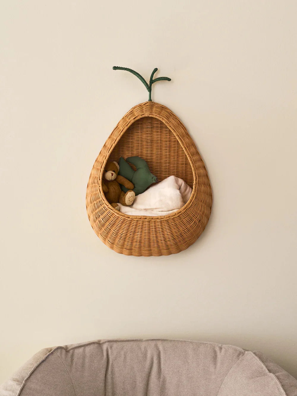 Ferm Living Pear Braided Wall Basket -  Natural