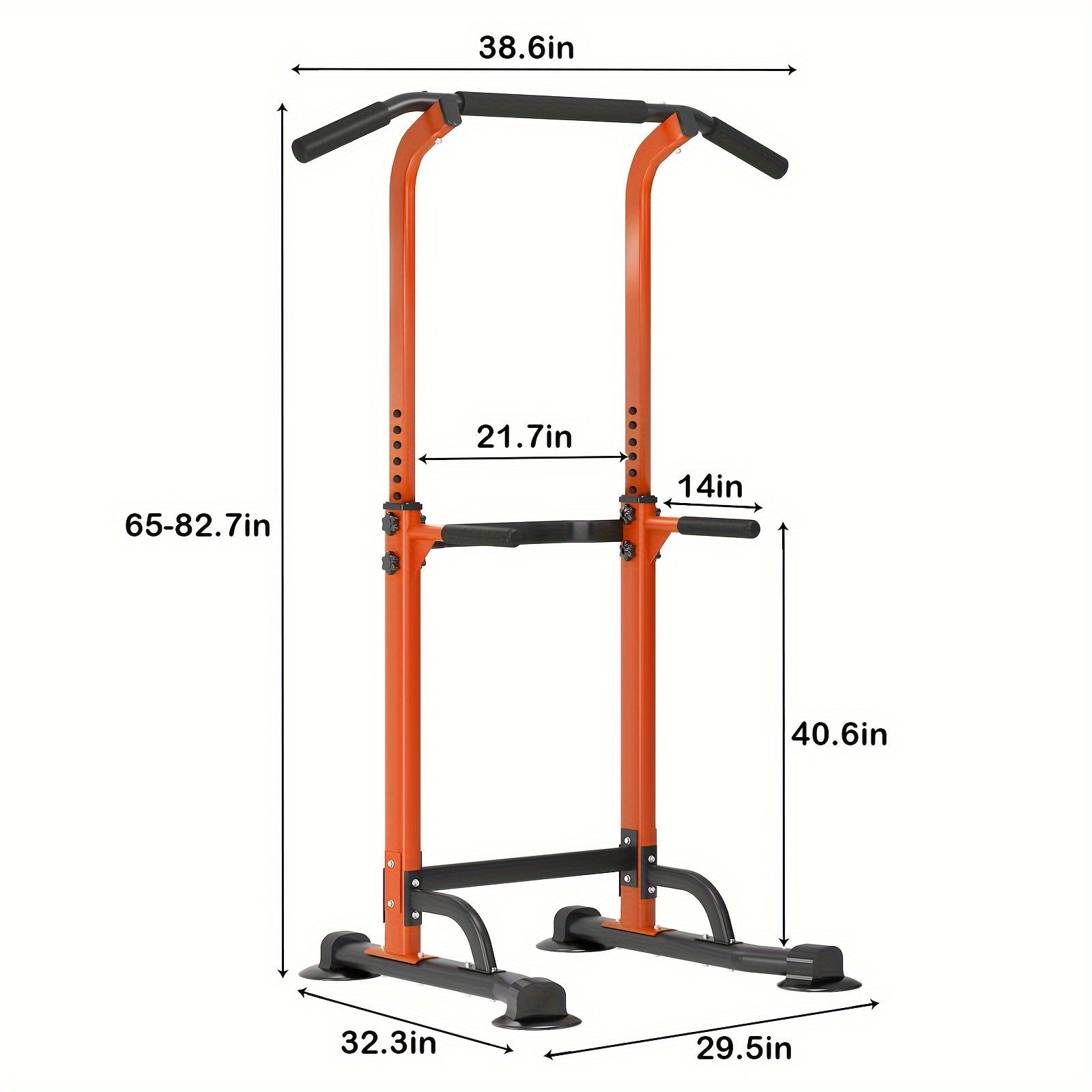 Power Tower Dip Station & Pull-Up Bar – Adjustable Height 65–83", 330 LB Capacity, H-Base Steel Frame for Pull-Ups, Chin-Ups, Dips & Knee Raises | Home Gym Strength Training Equipment