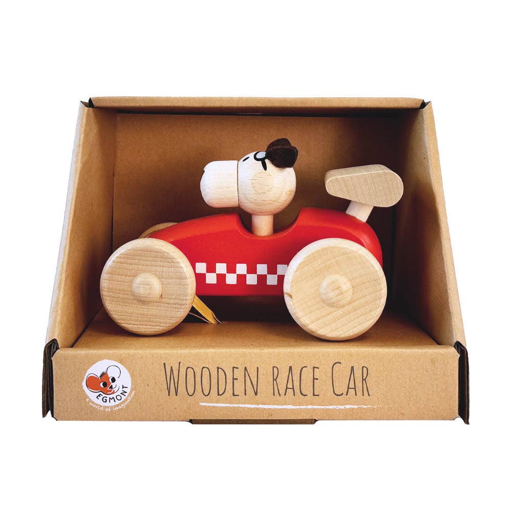 Wooden Race Car Toy with Dog Driver