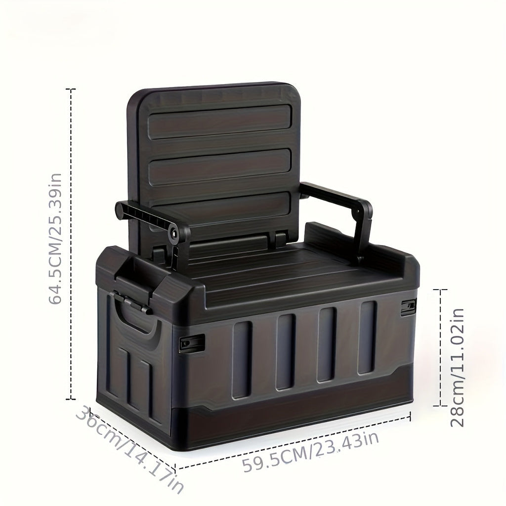 Portable Camping Stool with Backrest & Storage Compartments – Foldable Outdoor Fishing Seat, Lightweight Ergonomic Design for Hiking, Travel, Car Trips & Outdoor Adventures, Optional Waterproof Bag Included