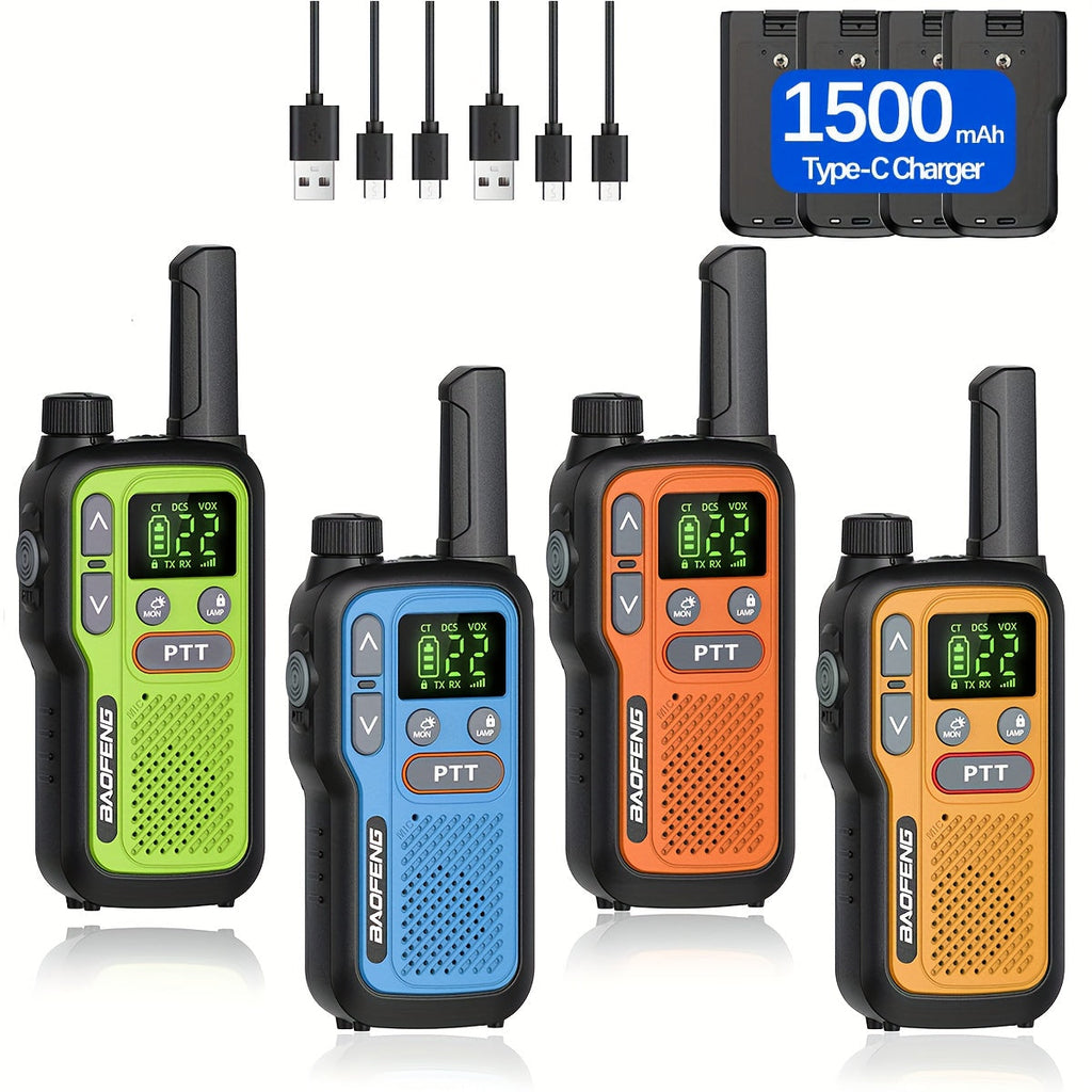 Long Range Walkie Talkies for Adults, BAOFENG 22 FRS Channels LCD Display VOX Hands-Free, USB-C Rechargeable Li-ion Battery, 2-3 Mile Range, for Hiking Camping Family Outdoor Emergency