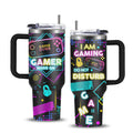 Gamer Tumbler 40oz with Lid & Straw - Insulated Gaming Cup Gift for Men, Boys & Teen Gamers - Double Wall Vacuum Tumbler for Hot & Cold Drinks, Cool Gaming Birthday Gift