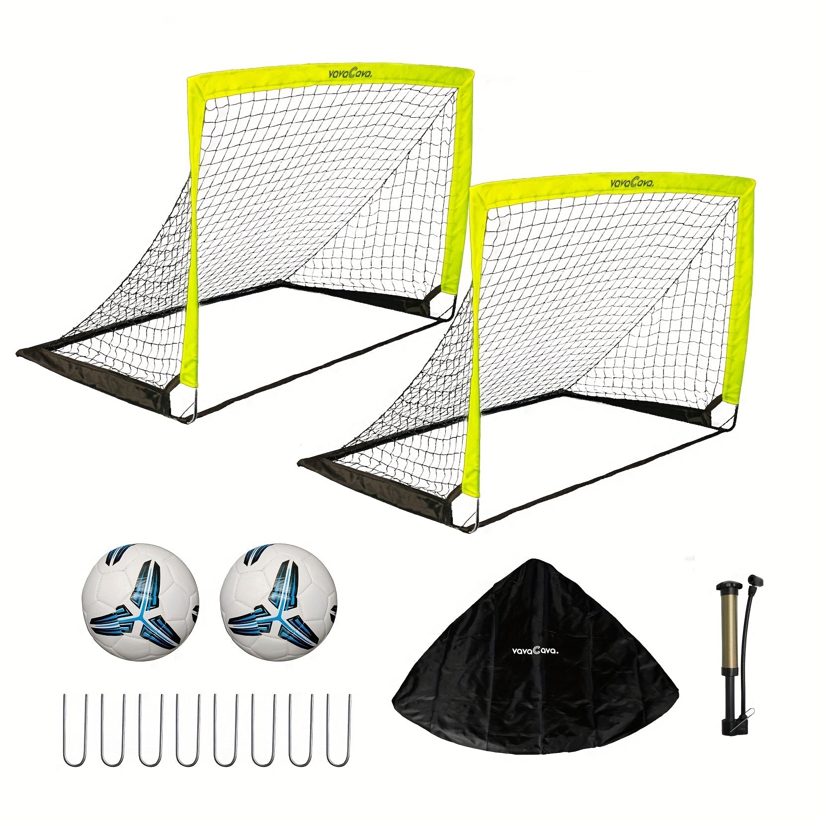 Portable Soccer Goals Set of 2 with Nets 4'x3' Backyard Indoor Outdoor Soccer Goal Kit with 2 Soccer Balls Pump and Carrying Bag for Kids Adults Training Practice