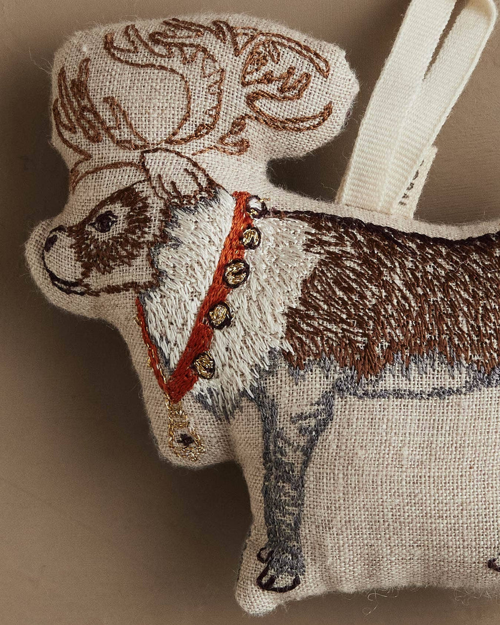 Coral & Tusk Reindeer with Bells Ornament