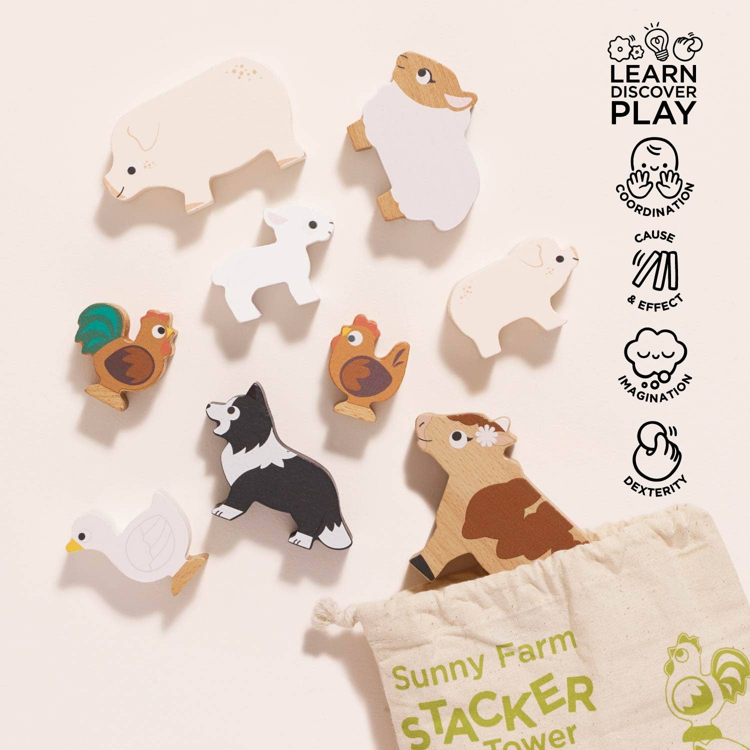 Farmyard Stacking Animals and Bag