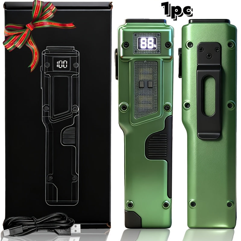 Tactical LED Flashlight EDC Flat Design - 3000 Lumen Rechargeable Torch, 8 Modes UV Light, Aluminum Body, Digital Display, 100M Range for Camping, Hiking & Emergency
