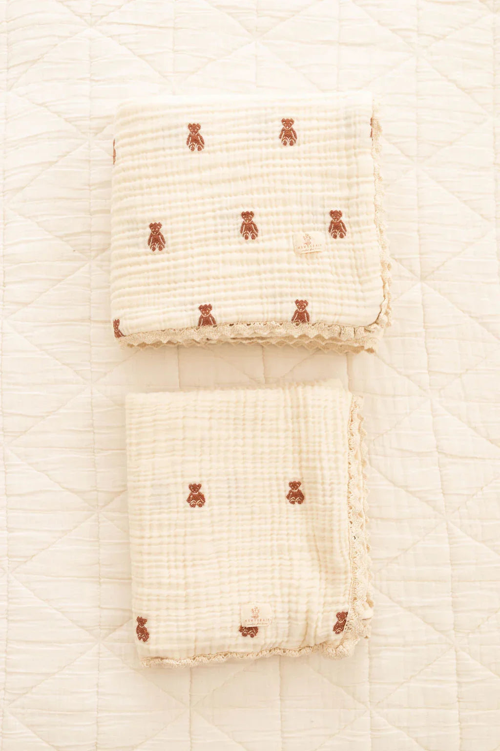 Organic Cotton Layered Gauze Baby Blanket - Teddy