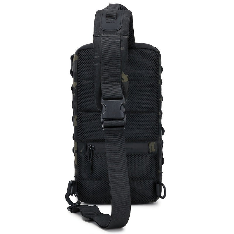MOLLE Shoulder Bag – Large Capacity Tactical Chest Pack, Waterproof Nylon EDC Crossbody Bag for Hiking, Cycling, Fishing & Camping, Multi-Compartment, Adjustable Strap