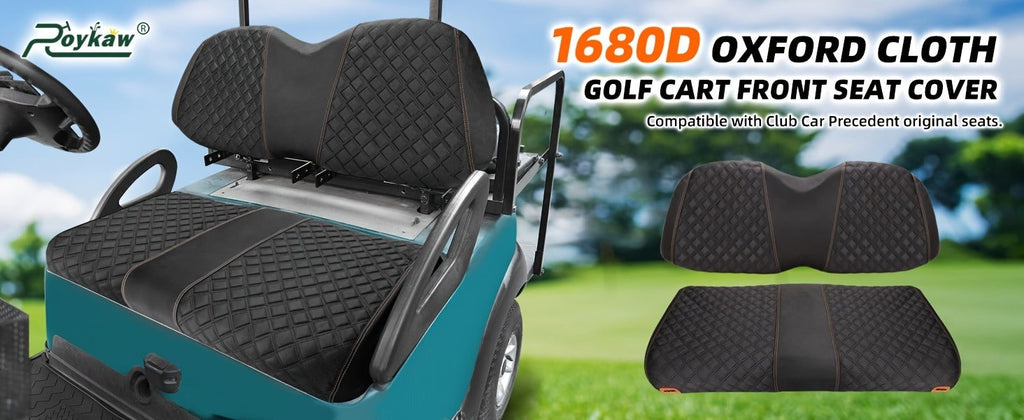 Golf Cart Seat Covers for Club Car Precedent Front Seat 1680D Oxford Cloth No Drilling Required Breathable Washable Air Dry Soft Protective Seat Kit