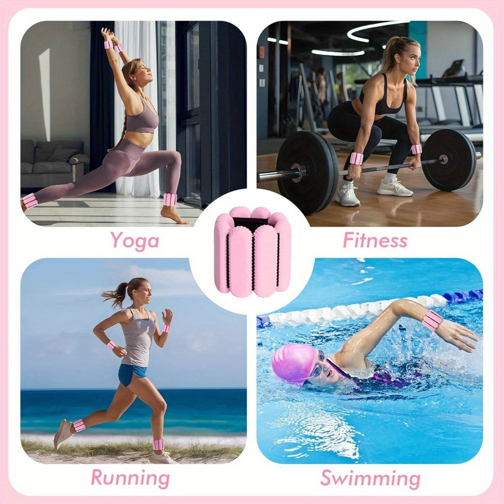 Silicone Wrist & Ankle Weights Bracelet 1LB Pair for Women Men – Adjustable Weighted Cuffs for Yoga, Running, Dance & Strength Training Workouts