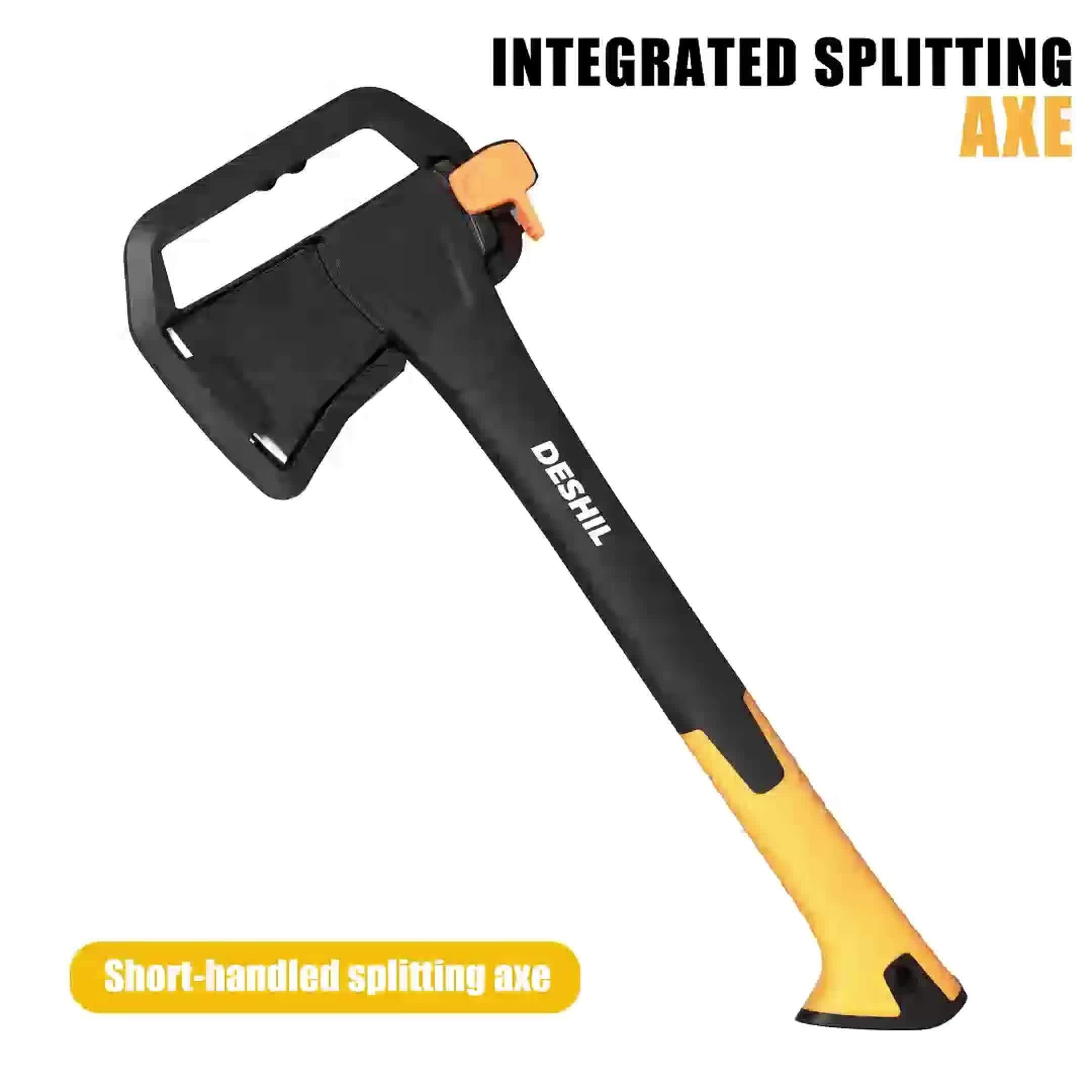 Carbon Steel Camping Hatchet Wood Splitting Axe – Teflon-Coated Forged Steel Blade, Shock-Absorbing Fiber Handle, Anti-Rust & Non-Slip, 4 Sizes (14"/18"/24"/28") for Camping, Firewood & Gardening