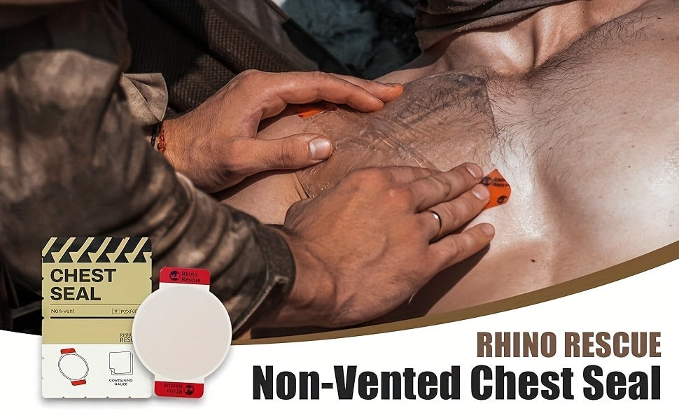 Non-Vented Chest Seal Emergency Trauma Dressing for Sucking Chest Wounds, Portable IFAK Medical Supply PA Nylon FSA HSA Eligible, Pack of 2 or 6 Tactical First Aid Chest Seal