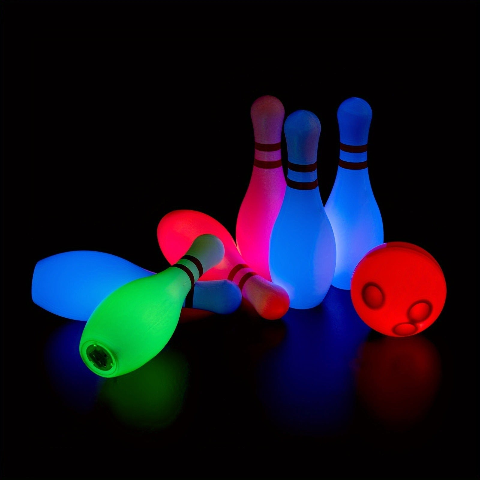 Glow in the Dark Bowling Set for Kids – 10 Pins & 2 Balls Indoor Outdoor Game Boys Girls Birthday Gift