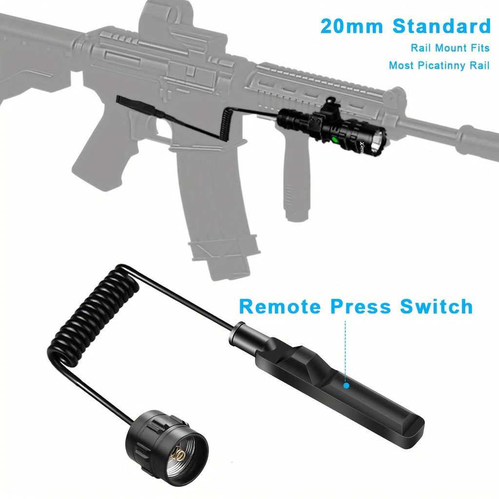 Picatinny Rail Flashlight 2 Pack - High Lumen Tactical Torch, 5 Modes, USB Rechargeable, 20mm Rail Mount, Wrist Strap & Remote Switch Included for Hunting, Shooting & Outdoor Use