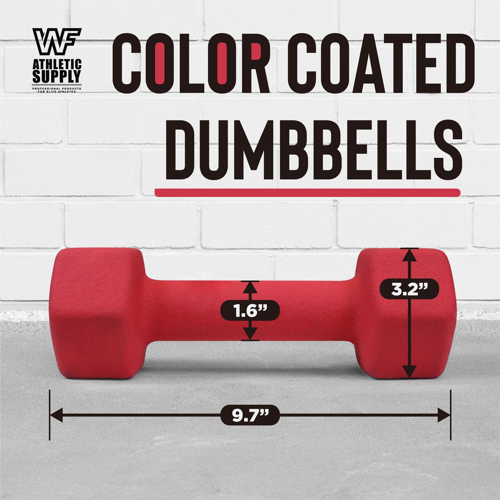 Neoprene Dumbbells Pair with Non-Slip Hex Shape – Color-Coded Hand Weights for Women & Men, Strength Training, Home Gym & Aerobics – 2LB to 15LB Available in Yellow, Green, Red, Blue & Gray