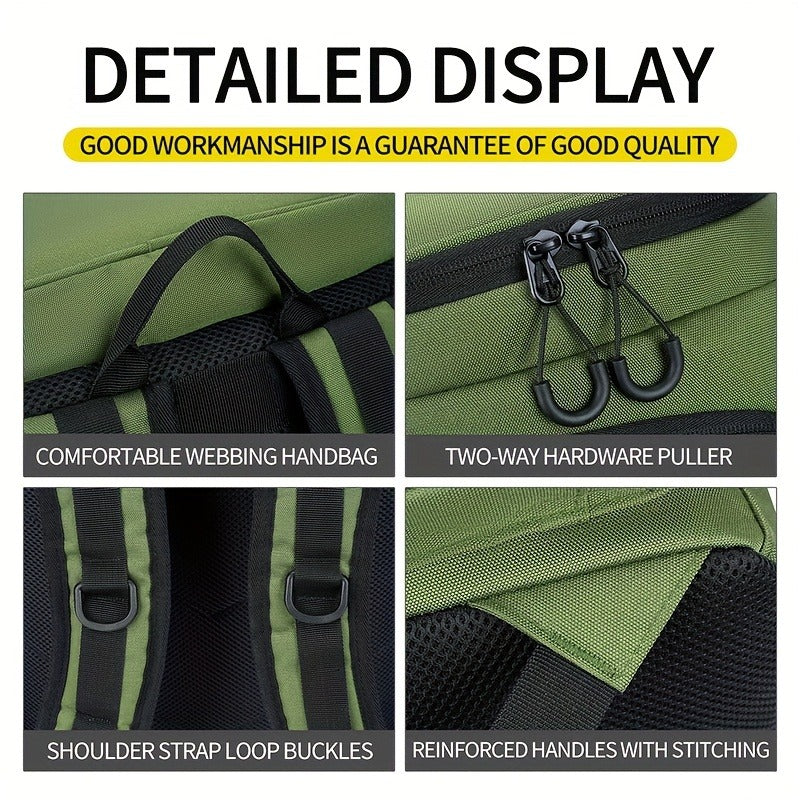 Fishing Backpack with Rod Holder 45L – Large Capacity Outdoor Tackle Bag, Waterproof Travel Shoulder Pack for Fishing Camping Hiking, Multi-Pocket Lure Storage Rucksack with Zipper Closure