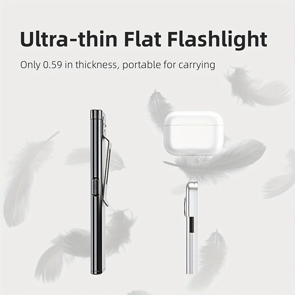 COB Pocket Flashlight USB-C Rechargeable, WARSUN T7 120LM LED Torch with 5 Modes, COB Side Light, Compact EDC Flashlight, Fast Charging, Aluminum Alloy, for Camping Reading Emergency Everyday Carry