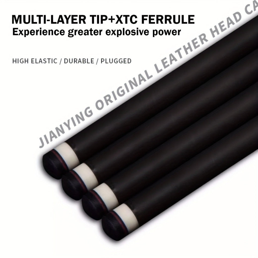 Carbon Fiber Pool Cue Stick 12.5mm Low Deflection Professional Billiard Cue with Extension Canadian Maple Wavy Pin Wrapless Design Dent-Resistant Shaft