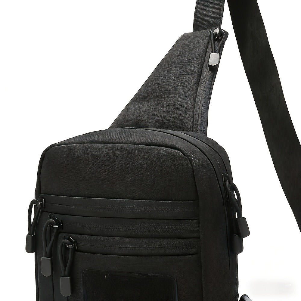 CCW Shoulder Bag Tactical Concealed Carry Bag for Men with Chest Holster Multiple Compartments EDC Sling Bag for Daily Use Shooting Range Hiking Outdoor Activities Black