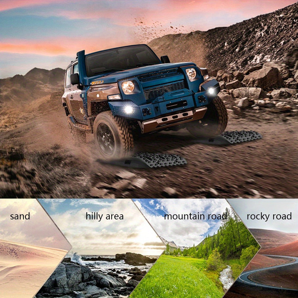 Vehicle Recovery Traction Boards 2-Pack – Heavy-Duty Anti-Slip Off-Road Escape Boards for Snow, Mud & Sand, Reinforced PP Material, 10-Ton Load Capacity, Emergency Self-Rescue for 4WD & SUV