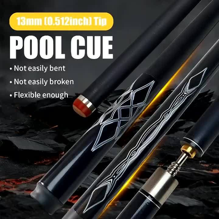 Carbon Fiber Pool Cue 57 Inch 13mm Tip – 2pcs Modular Design, Low Deflection, Piano Lacquer Finish, Stainless Steel Joint – Professional Billiard Cue for 8 Ball, 9 Ball, Home, Tournament & Club