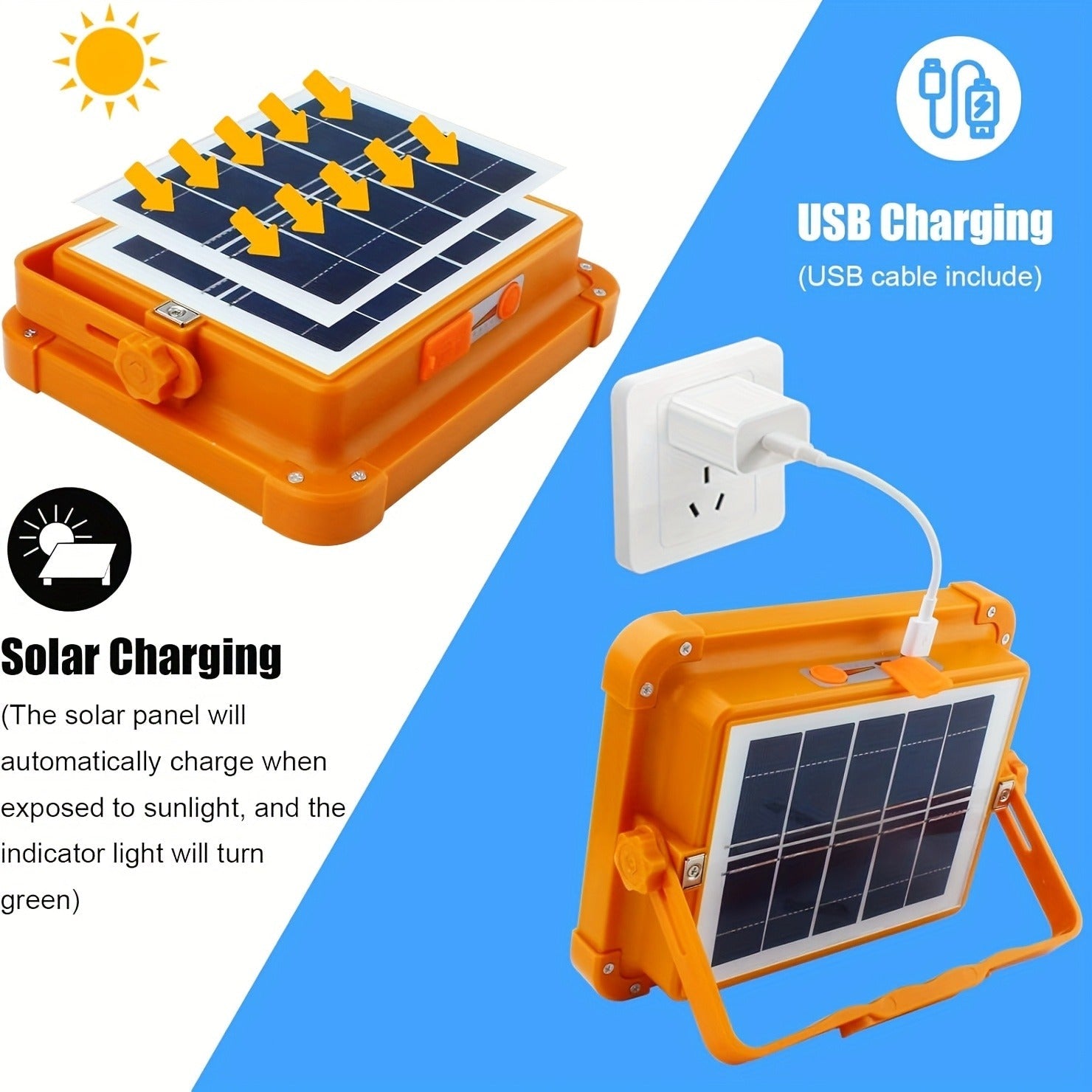 Magnetic Solar Work Light with Hook – 6500 Lumen LED Camping Light, Adjustable Brightness, Solar & USB-C Dual Charging, 6 Modes, Portable Hanging Lamp for Camping, Hiking, Garage & Emergency, 1/2/4/6/10 Pack
