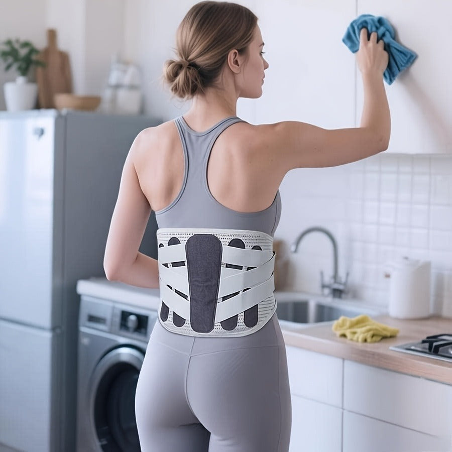 Lumbar Support Belt for Men & Women – Adjustable Lower Back Brace with Aluminum Alloy Reinforcement, Breathable Hook-and-Loop Waist Support for Gym, Office, Warehouse & Heavy Labor (M–XXXL)