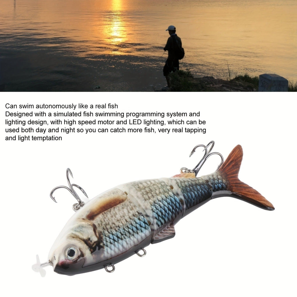 Electric Robotic Swimbait with USB Rechargeable LED Light – Multi-Jointed Wobbler Swimming Fishing Bait, Realistic Robot Fish Lure for Bass Pike Perch, Ice Fishing & Winter Fishing Gift for Men