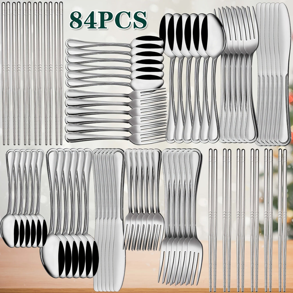 Stainless Steel Flatware Set – Vintage Royal Golden & Silver Silverware Set for 6, Rust-Resistant Dishwasher Safe Cutlery with Forks, Spoons & Knives – Available in 30 / 48 / 60 / 84 Piece Sets
