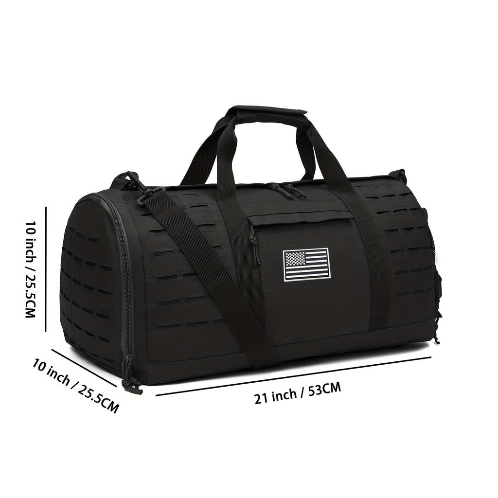 Tactical Duffle Bag 40L for Men Heavy Duty Gym Bag with Shoe Compartment Laptop Pocket Waterproof Sport Travel Bag Weekender Overnight Bag for Gym Fitness Basketball Football Office Commute Khaki Black Green