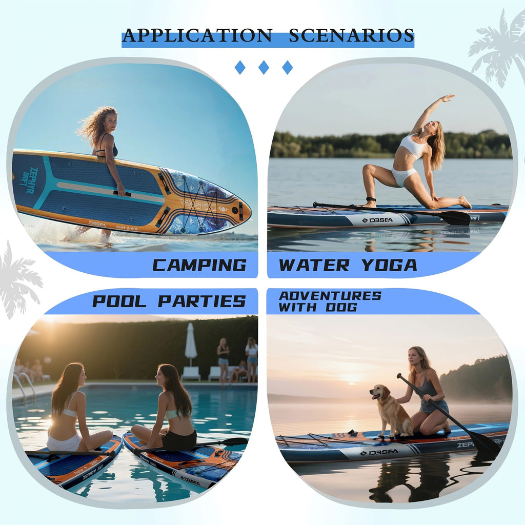 Wide Inflatable SUP Board 11ft x 32'' Extra Wide Stand Up Paddle Board for Youth Adults with Backpack Dry Bag Paddle Leash Hand Pump Fins Stable Design