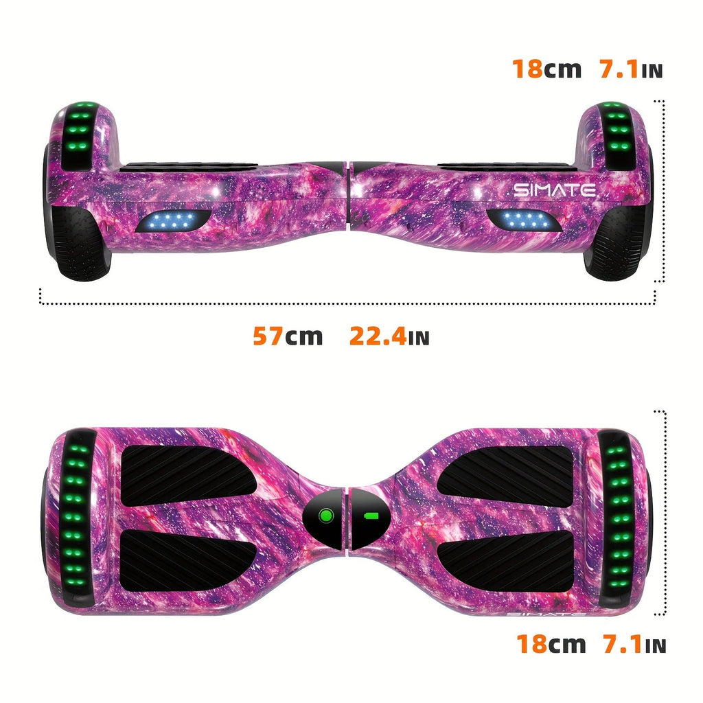 Self Balancing Hoverboard 6.5" LED Light Up Wheels 300W Motor 7.5MPH for Kids Teens Adults Multiple Colors