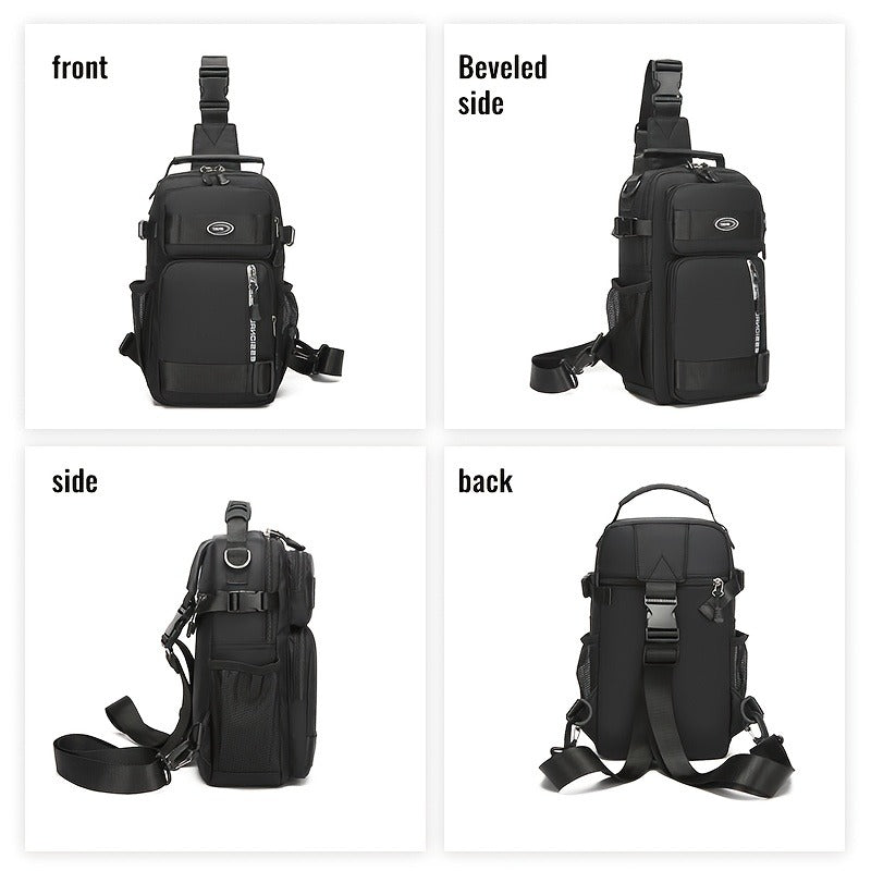 Crossbody Chest Bag Unisex Multipurpose Shoulder Sling Bag with Adjustable Strap Zipper Closure Versatile Carry Styles for Daily Use Travel Outdoor Black Grey