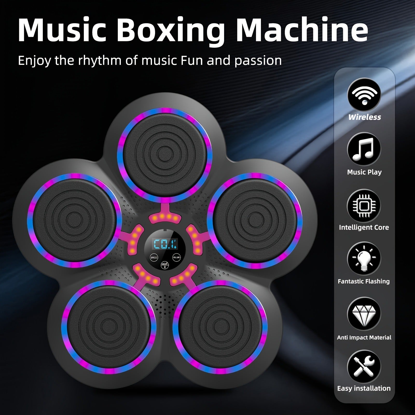 Wall Mounted Smart Boxing Machine Wireless Music Punching Trainer