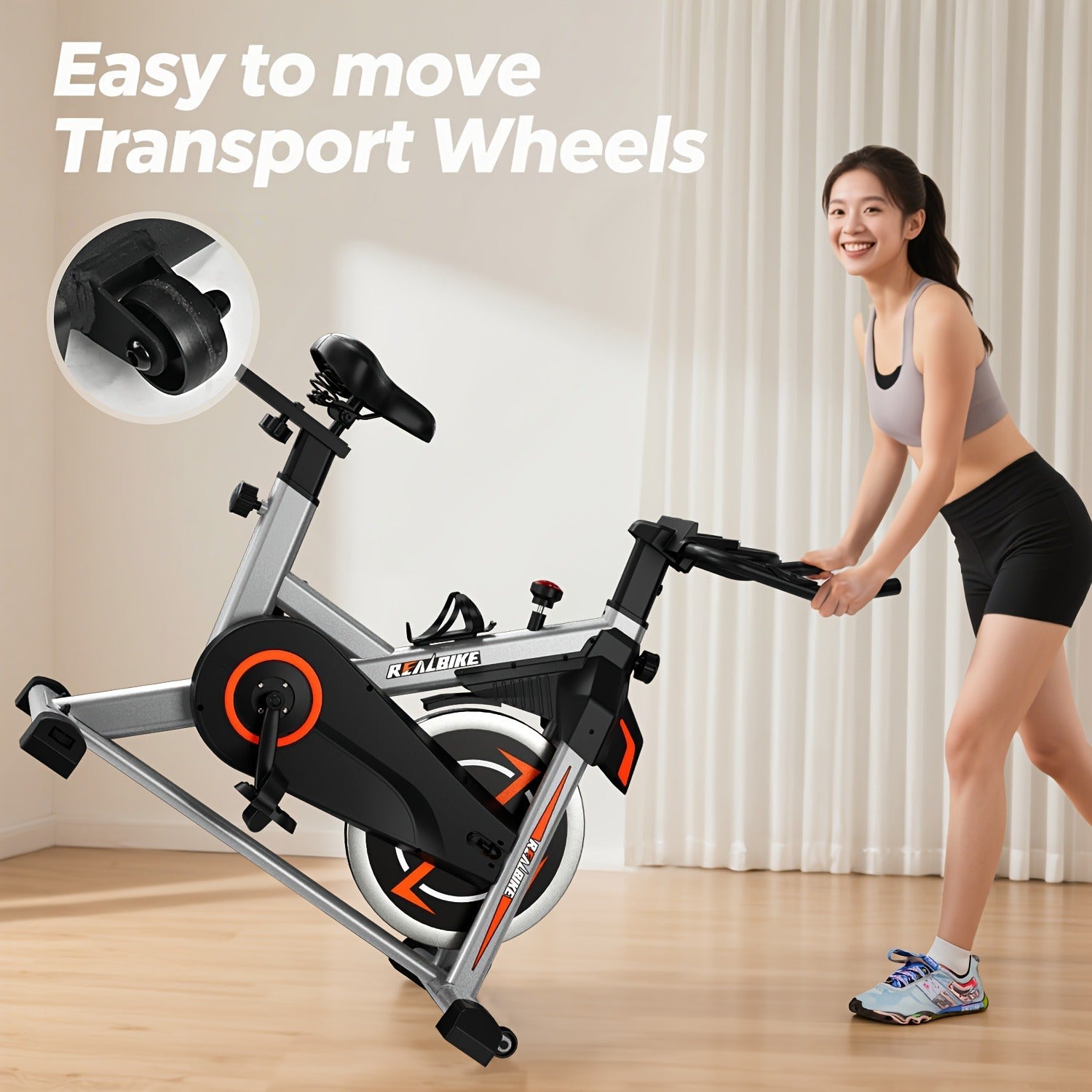 Stationary Bike Silent Indoor Cycling Bike 330LB Capacity Adjustable Resistance LCD Monitor Tablet Holder Home Cardio Workout
