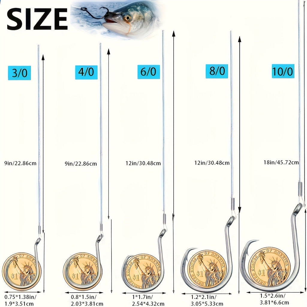 Circle Hooks 50pcs – Octopus Offset Steel Fishing Hooks for Catfish, Bass, Saltwater & Freshwater, Size 1/0 to 7/0