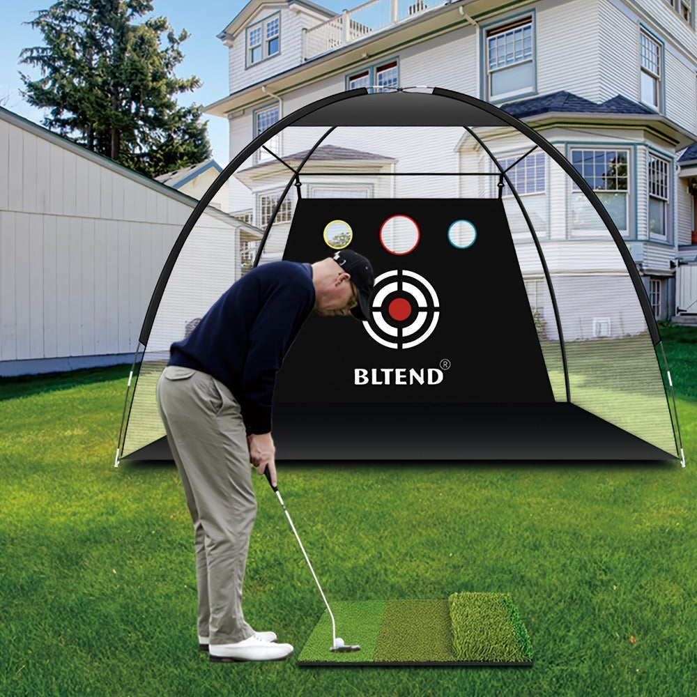 Golf Practice Net with Mat Set 10x7ft – Heavy Duty Backyard Driving Hitting Net with Turf Mat Golf Balls Rubber Tees & Carry Bag for Indoor Outdoor Training – Golf Gift for Men Women