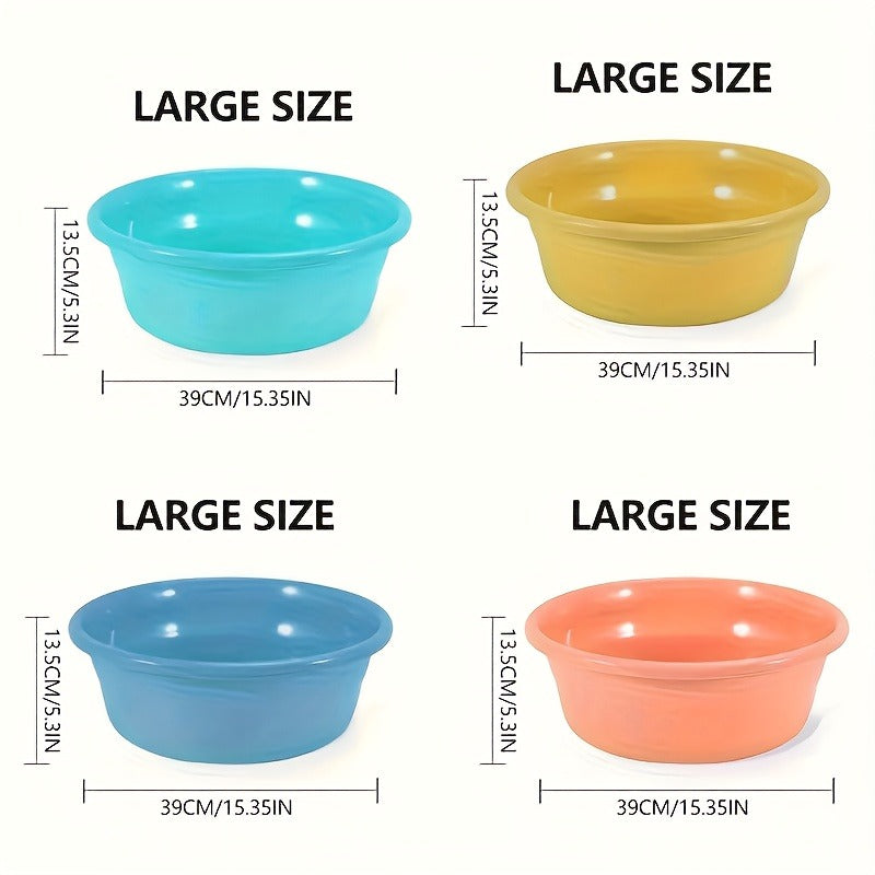 Plastic Wash Basin 12 Quart Stackable Round Tub - Portable Household Washing Bowl for Kitchen, Camping, Face Washing, Fruit & Vegetable Cleaning, Dish Washing & Bottle Rinsing, 4 Colors, Small to Oversized
