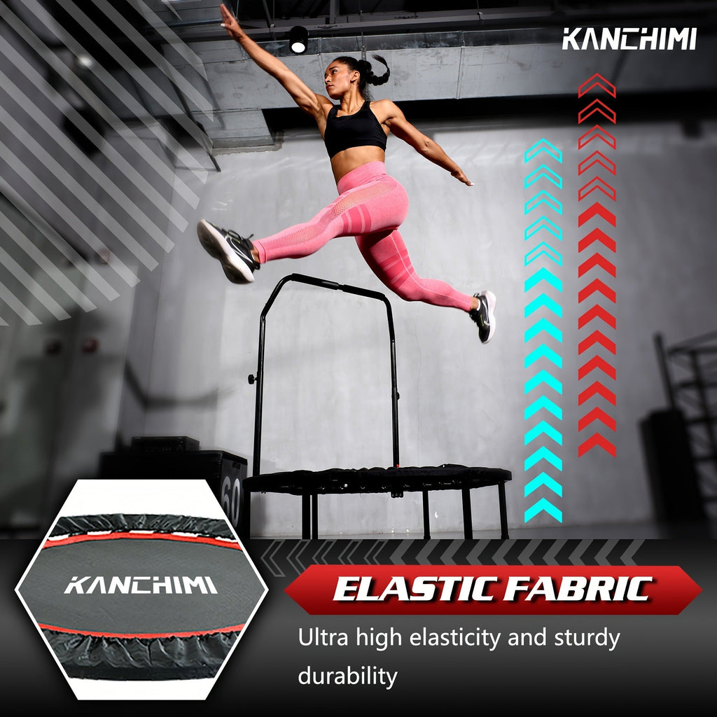 Mini Trampoline Rebounder 40 Inch Folding Indoor Fitness Trampoline with Handle Bar Max Load 450lbs for Adults Home Workout Exercise