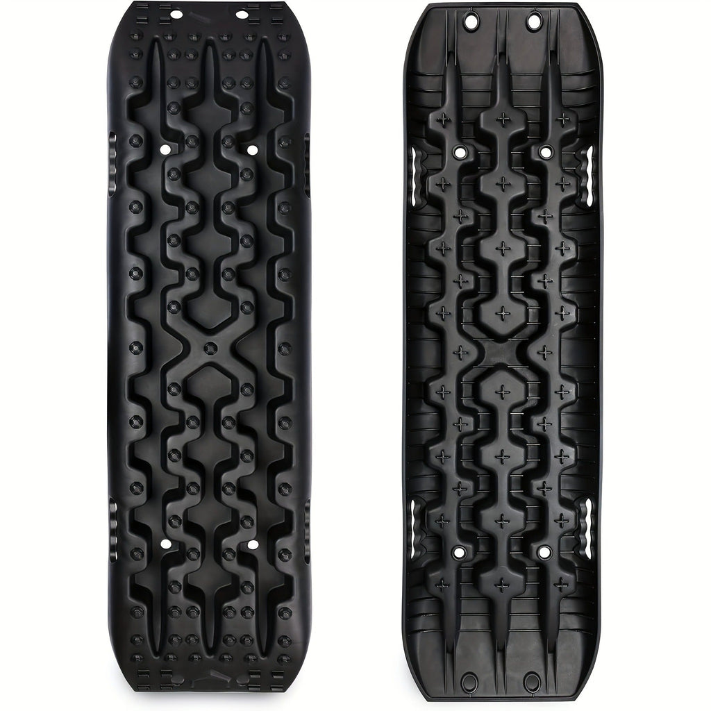 Off-Road Traction Boards Recovery Tracks 2-Pack – 10-Ton Capacity, 40”×11.8” PP Traction Mats for Sand, Mud & Snow, 4x4 Vehicle Recovery Boards with Carry Bag & Leash, Orange/Red/Black