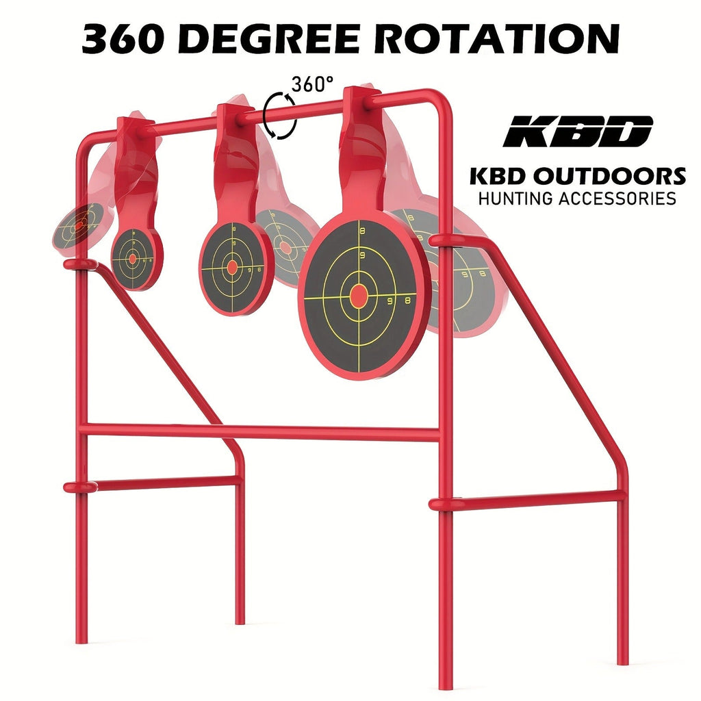 Triple Spinner Shooting Target – .22LR Rimfire Steel, 3 Floating Targets + 15 Bullseye Paper Targets, Foldable & Easy Setup