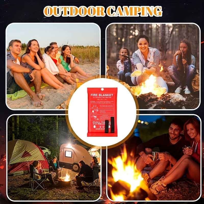 Fire Blanket 4-Pack Fiberglass Emergency Flame Retardant – Heat Resistant Fire Safety Blankets for Home, Kitchen, Camping & Hiking | Compact & Portable