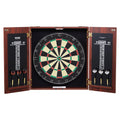Dartboard Cabinet Set with Steel Tip Darts – 18 Inch Sisal Fiber Board, Retro Wood Cabinet, Scoreboard & Full Accessories Included